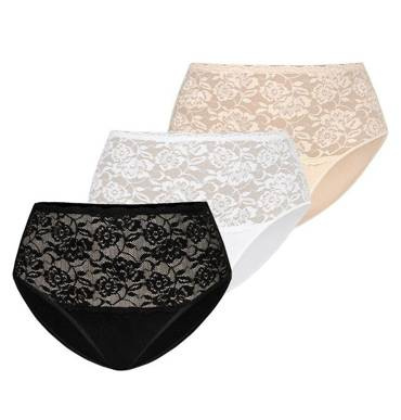 Wielopak figi z koronką Violetta Teyli - czarny/biały/beżowy