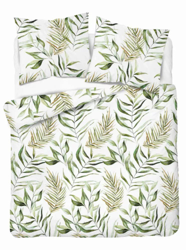 Pościel z mikrofibry liście 5030 A Detexpol pudrowy zielony