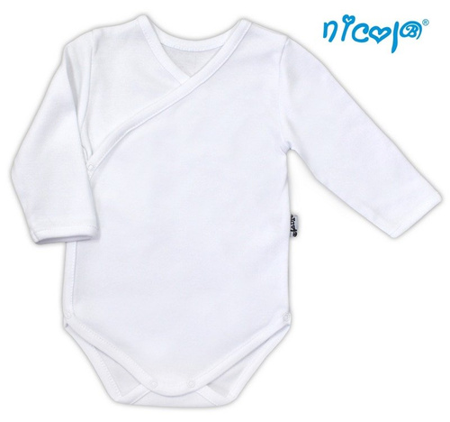 080 (010 01) Body rozpinane z długim rękawem "Basic" Nicol - biały