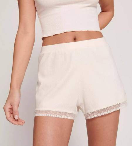 Krótkie spodenki piżamowe GO Ribbed Short Sloggi - Angora