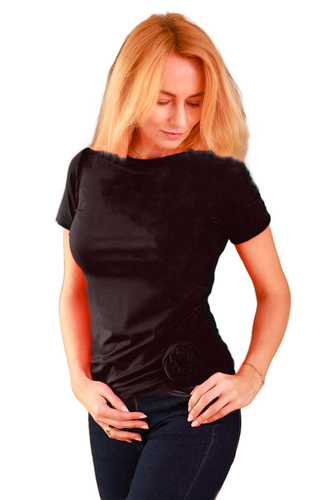 Bluzka Lily Mirale – kobieca z wiskozy, z ozdobą z materiału, krótki rękaw, polska jakość