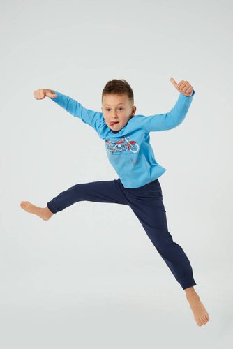 Piżama dziecięca, długi rękaw Junak Italian Fashion - niebieski/granat