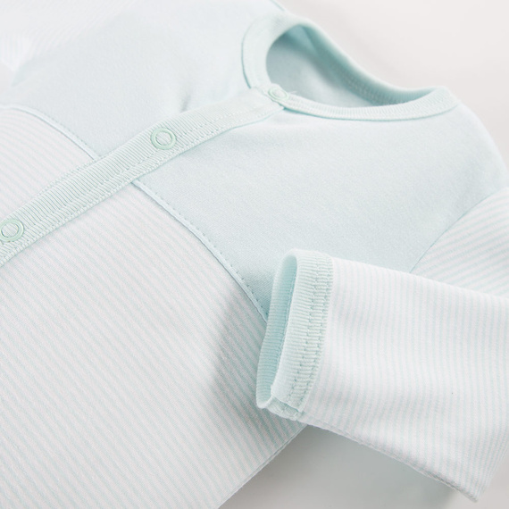 Pajac niemowlęcy ze stópkami Big Bear Eevi - miętowy paski