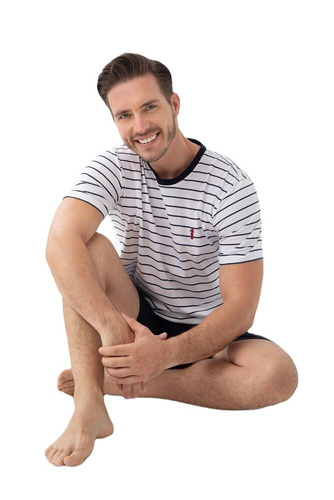 Piżama męska krótki rękaw, spodenki 808 Luna - granatowy