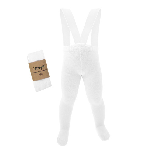 Rajstopy bambusowe z szelkami 141602 Nicol - biały