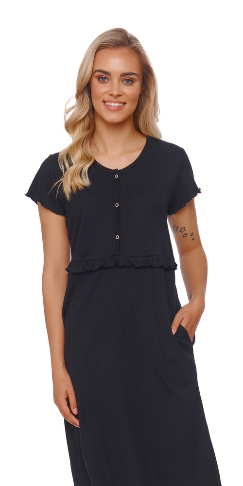 TM.4543 Koszula Nocna ciążowa i do karmienia Doctor Nap - black