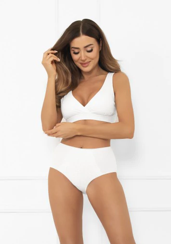 Libra maxi – figi damskie bawełniane z koronką Italian Fashion - biały 