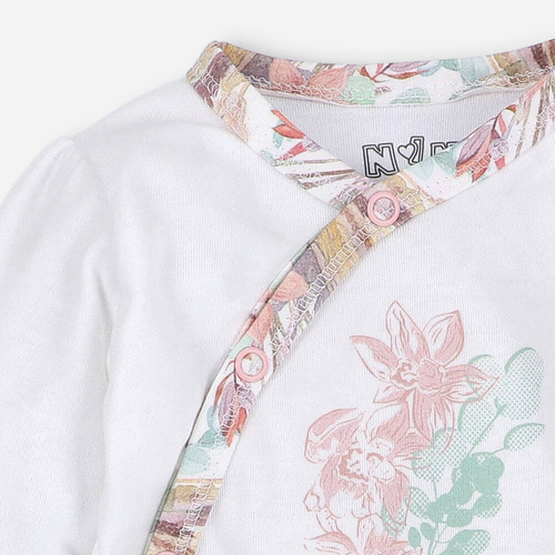 Body rozpinane z bawełny organicznej Magic Flowers Nini -białe