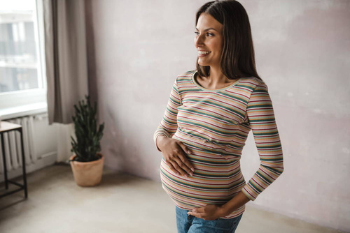 Bluzka do karmienia i ciążowa Milk Shirt Milk&Love w prążek zielony 