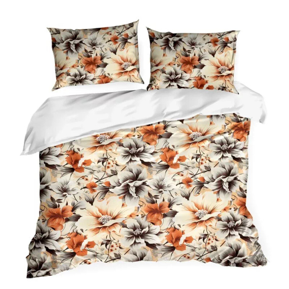 Pościel satynowa kwiaty Nika 51 Eurofirany żółty