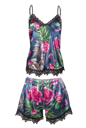 Komplet piżama damska Flowers DKaren -DK-KV granatowy