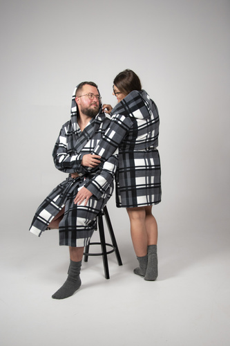 Szlafrok Męski De Lafense 034 z Kapturem – Miękki, Ciepły Szlafrok Domowy Premium z Kieszeniami