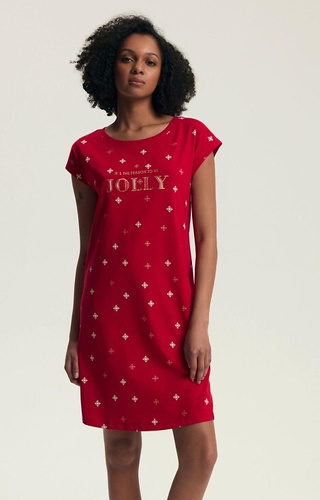 Bawełniana koszula nocna damska Henderson Dotie 43720 – świąteczna, JOLLY