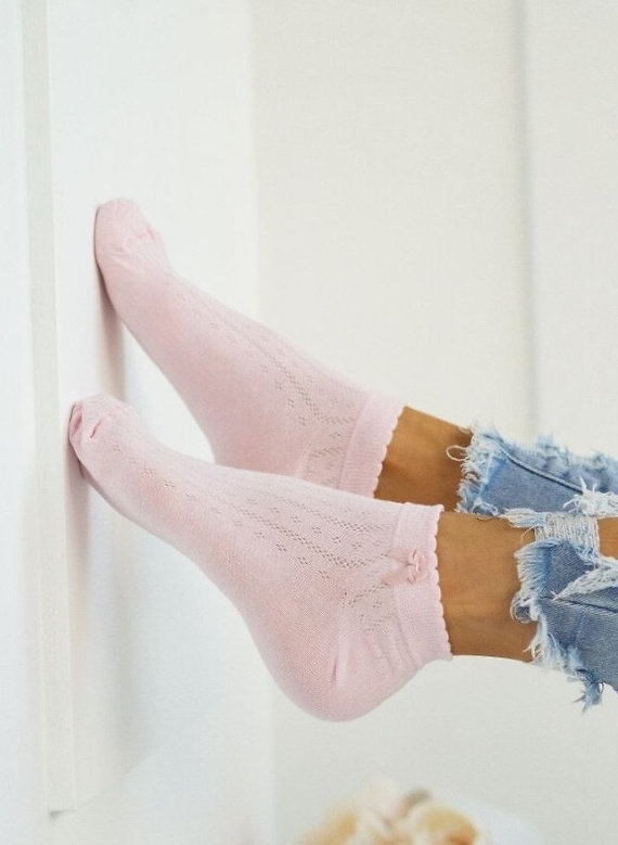 Milena 0859 – damskie stopki z kokardką na co dzień - różowy