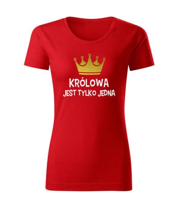 Koszulka damska "KRÓLOWA jest tylko jedna!"  Moocha czerwony