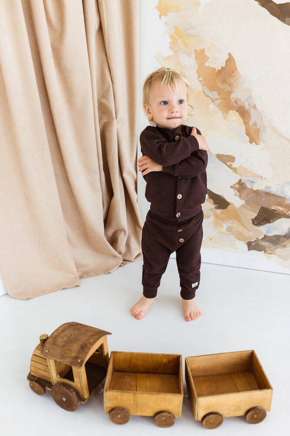 Spodnie niemowlęce dresowe "Natural Waffel" Makoma mocha