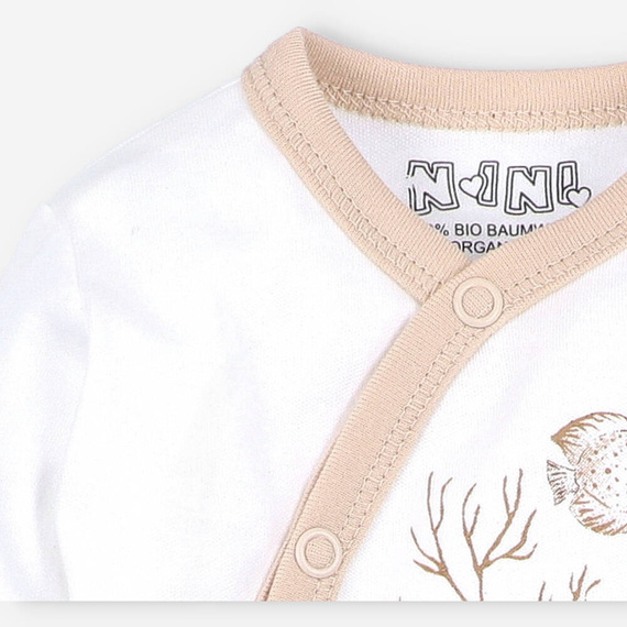 Body kopertowe z bawełny organicznej Turtles Nini ecru