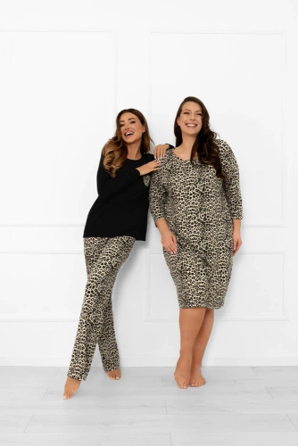 Italian Fashion Kenia – koszula nocna damska panterka, 3/4 rękaw, wiskoza