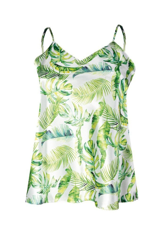 Top damski, wąskie ramiączko Flowers DK-TK DKaren - ecru 004