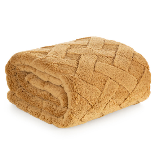 Koc narzuta z mikrofibry Caro Designe91 miodowy 