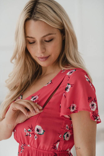 Sukienka ciążowa i do karmienia Lovely Dress Milk&Love koralowy