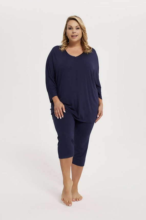 Piżama Damska 3/4 rękaw, 3/4 spodnie Song Italian Fashion - granatowy
