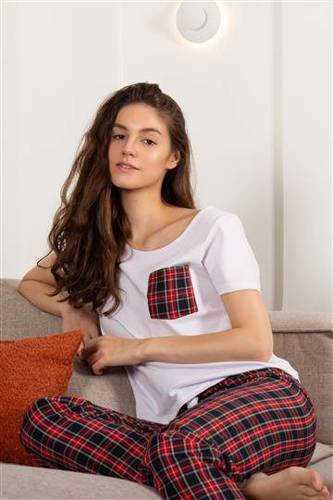 Piżama damska Vivienne Momenti Per Me white-red