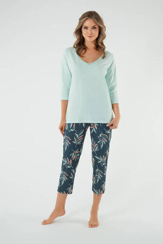 Piżama Damska 3/4 rękaw i 7/8 spodnie Julietta Italian Fashion - pistacjowy/druk