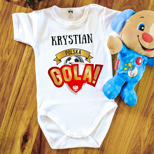 Body krótki rękaw "POLSKA GOLA z imieniem dziecka" Moocha biały