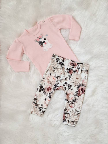 Body z długim rękawem Puppy Bambarillo pudrowy róż 