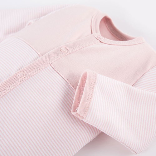 Pajac niemowlęcy ze stópkami Big Bear Eevi - różowy paski