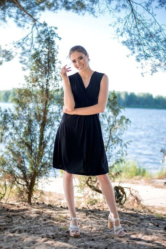 Sukienka bez rękawków do karmienia 808 MIRACLE- czarna