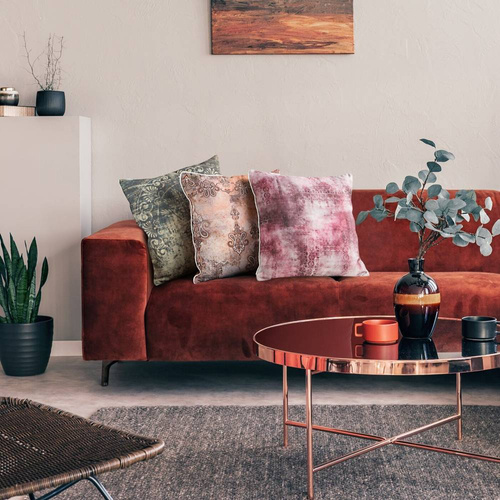 Poszewka dekoracyjna Len 19 z nadrukiem Eurofirany bordowy 