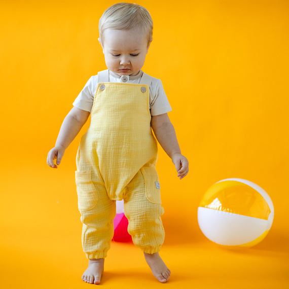 Ogrodniczki muślinowe Elephant Eevi - żółty