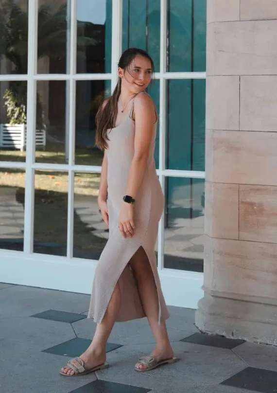 Sukienka bawełniana DK-K-P7 DKaren - capuccino