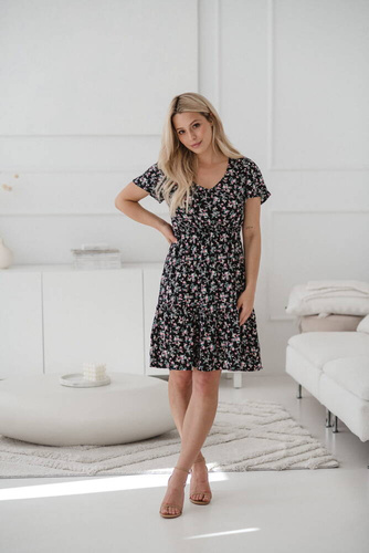 Sukienka ciążowa i do karmienia Lovely Dress Milk&Love granat w różyczki