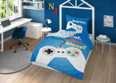 Pościel bawełniana Holland Collection Gamer pad 3623 A  Detexpol niebieski