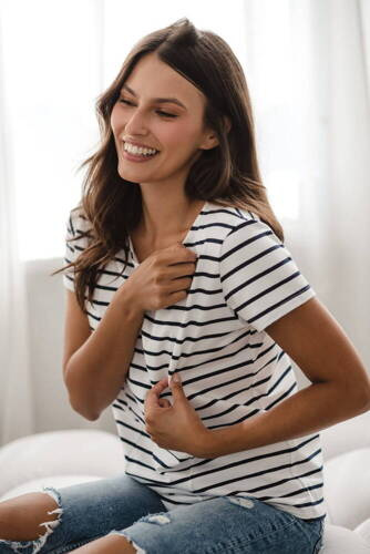 Bluzka do karmienia z krótkim rękawem Milk&Love w paski