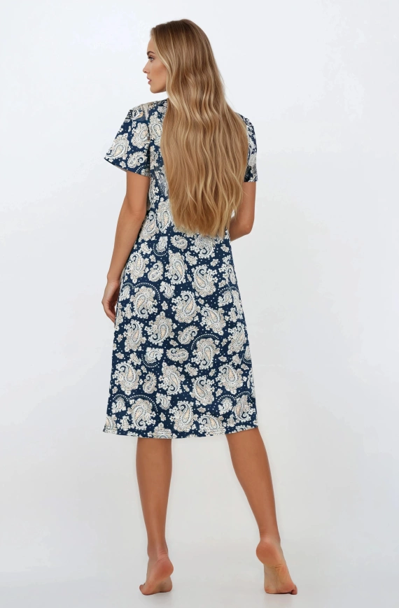 Koszula nocna damska Saphire Nights – 100% bawełna, krótki rękaw | Momenti Per Me