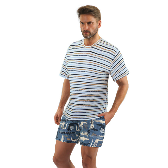 Bawełniana piżama męska, krótki rękaw i spodenki 2521/14 Sesto Senso - jeans 