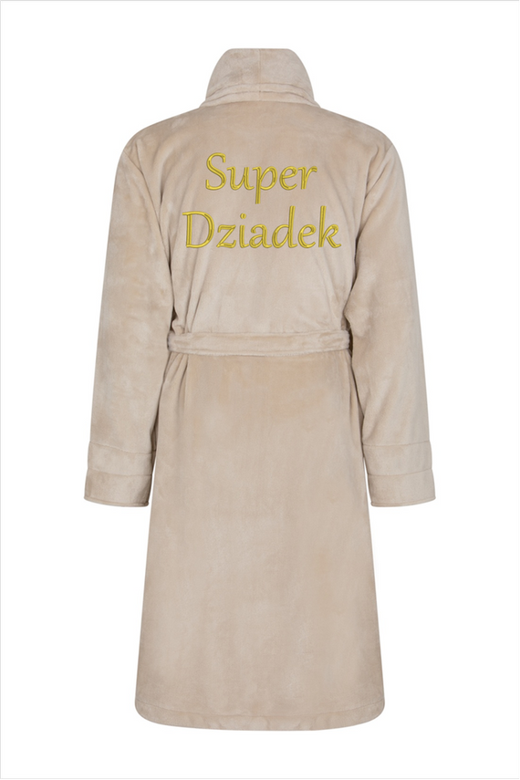 Szlafrok męski Super Dziadek ByShelly - beżowy/złoty