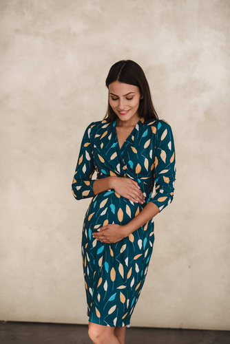 Sukienka ciążowa i do karmienia Grow with me Milk&Love turkus w listki