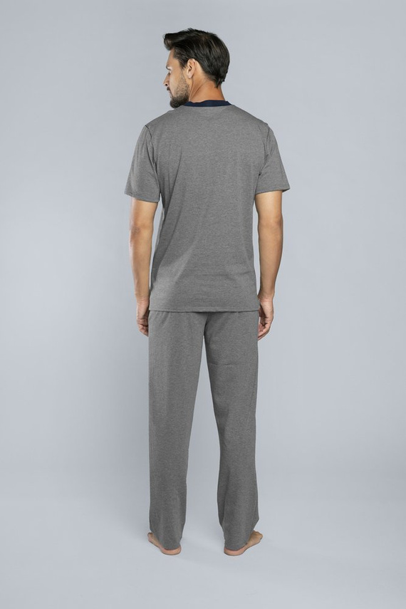 Piżama Męska krótki rękaw, długie spodnie Profit Italian Fashion- śr.melanż