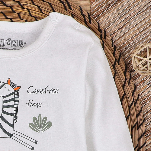 Body z bawełny organicznej Zebra Nini ecru