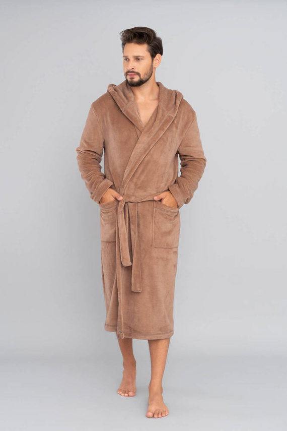 Szlafrok męski z kapturem Mimas Italian Fashion- granat