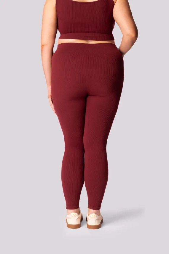 Legginsy damskie prążek Ribbed Mona burgund