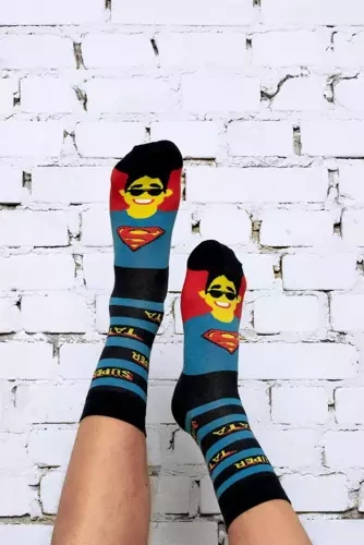 Długie Skarpety M41D Super Tata Italian Fashion - granatowy/kolory