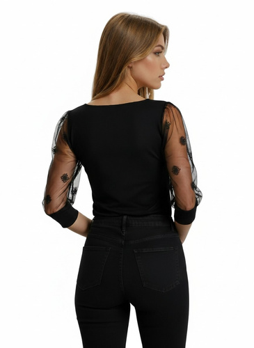 Elegancka bluzka damska Teria 3/4 Eldar | Subtelny haft, bufiaste rękawy, wiskoza | Modny wybór