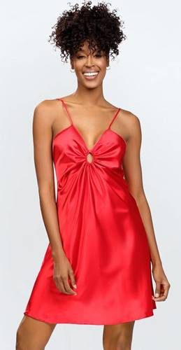 Halka satynowa Kamaria koszulka damska DKaren - czerwony