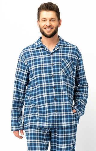 Key MNS 492 jeans – bawełniana piżama męska flanela w kratę